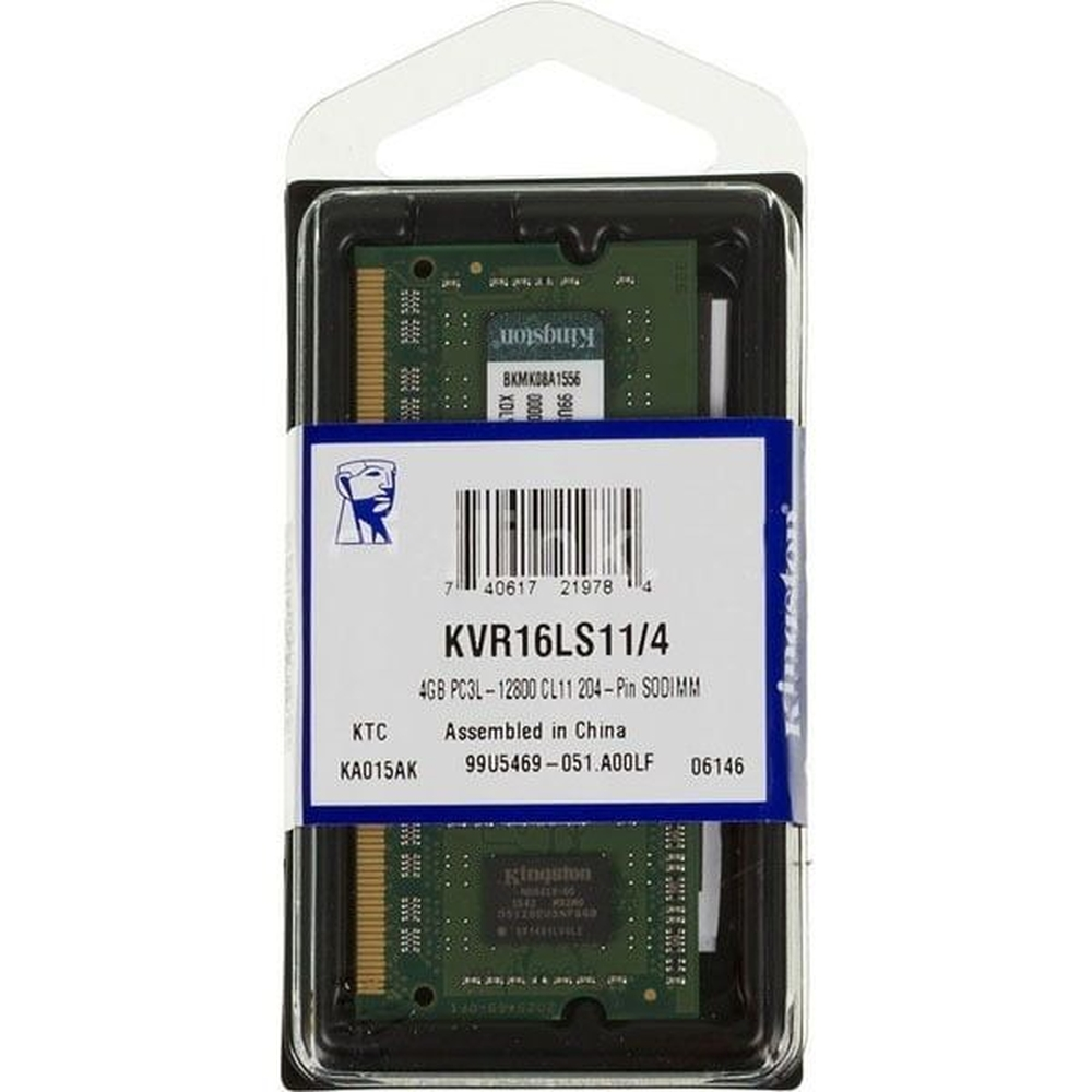Memória Ram Notebook 4Gb Ddr3L Kingston 1600 KVR16LS11/4
